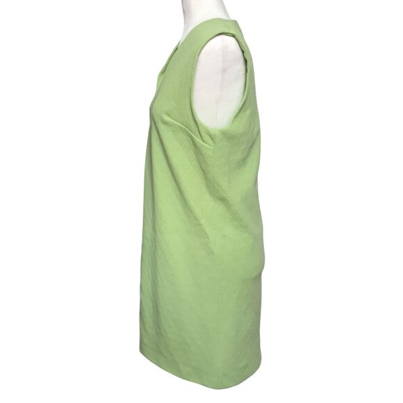 Vintage Sleeveless Green Shift Dress with V-Neck Textured Hand Made - Picture 3 of 7